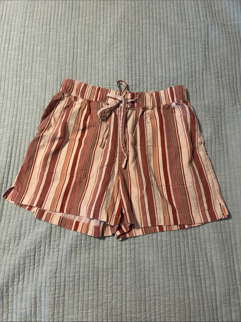 a.n.a Striped Drawstring Women's Shorts - Rust & Cream